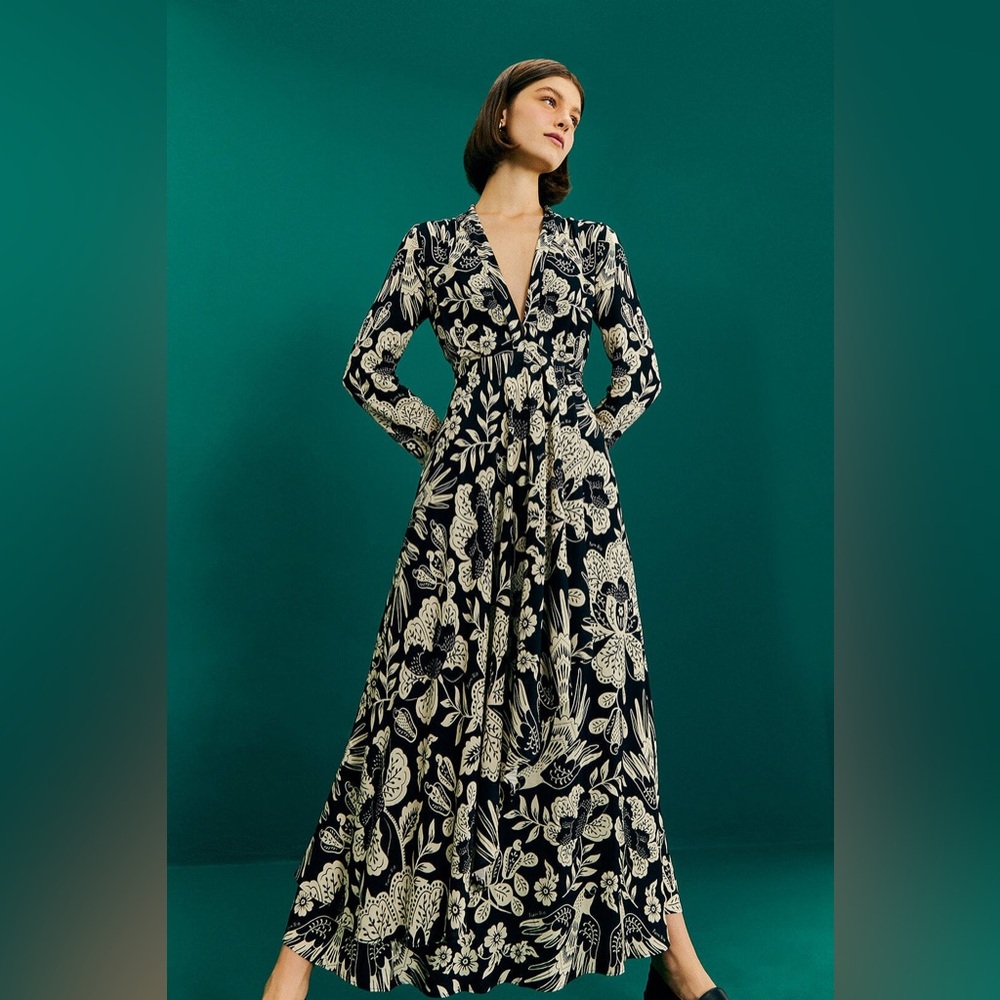 NWT FARM Rio Black and White Maxi Dress